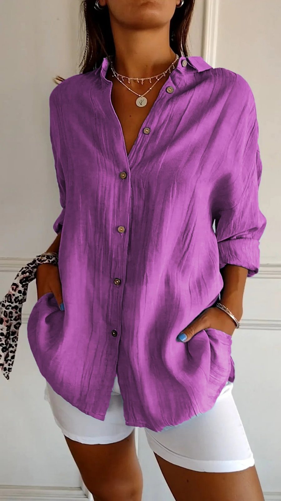 Eva | Dames Oversized Linnen Button-Down Blouse