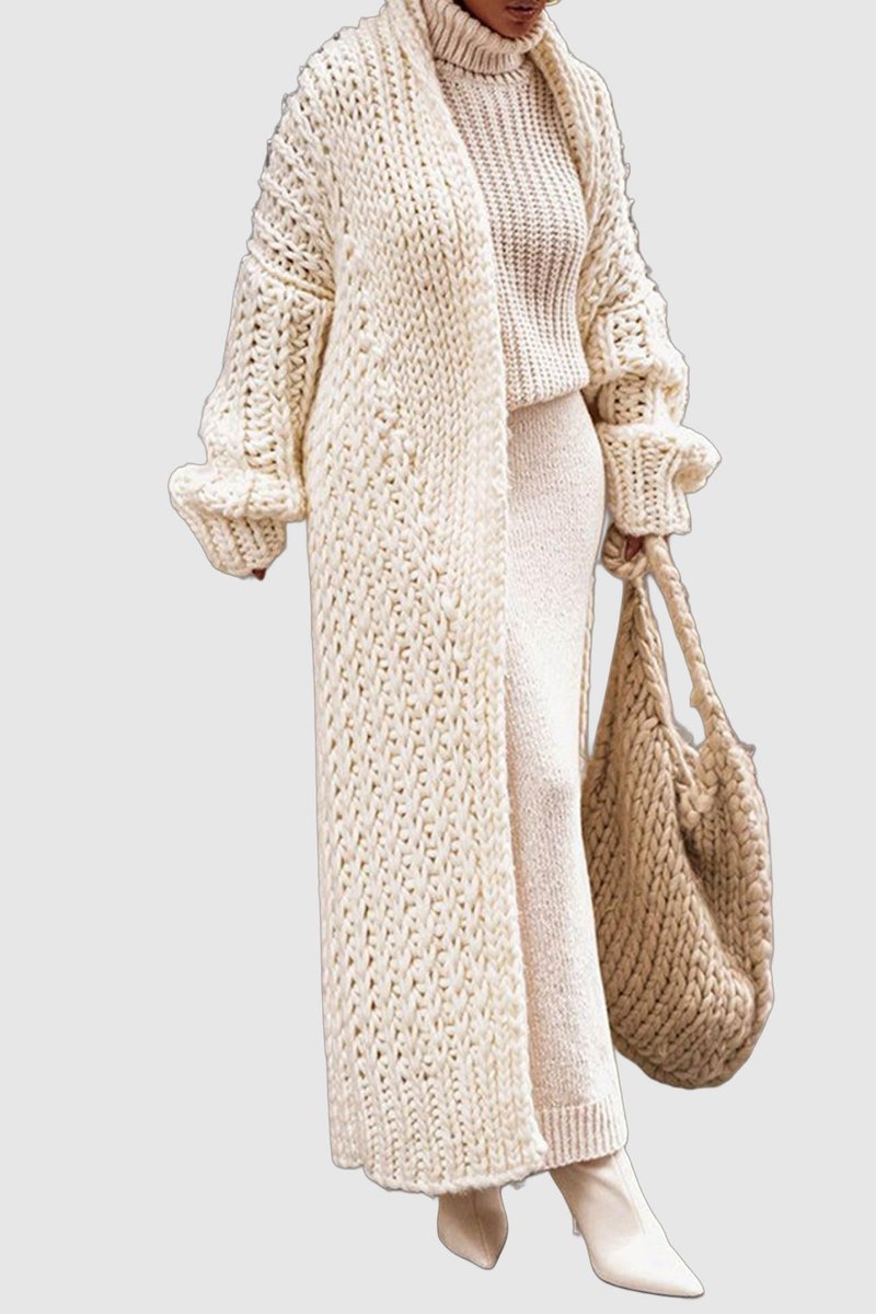 Sanne | Dames Oversized Longline Open-Front Grofgebreide Cardigan