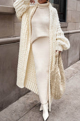 Sanne | Dames Oversized Longline Open-Front Grofgebreide Cardigan