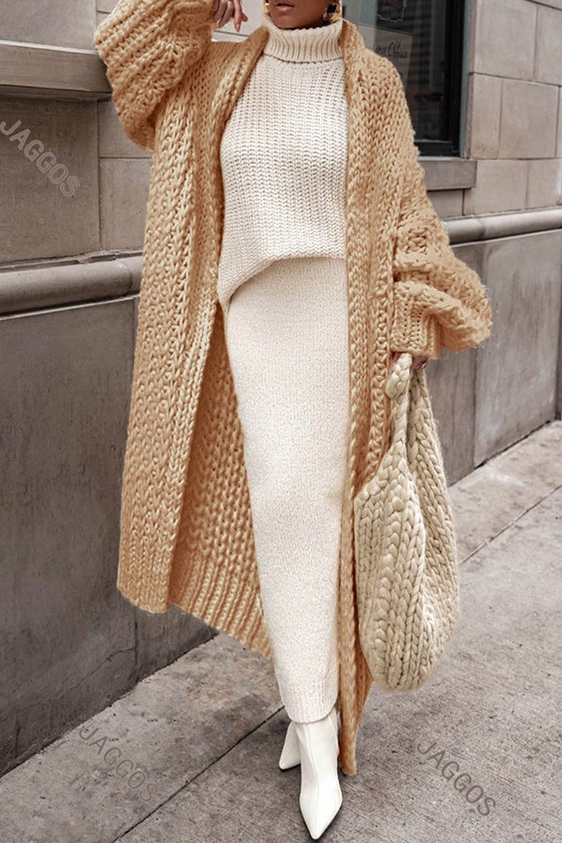 Sanne | Dames Oversized Longline Open-Front Grofgebreide Cardigan