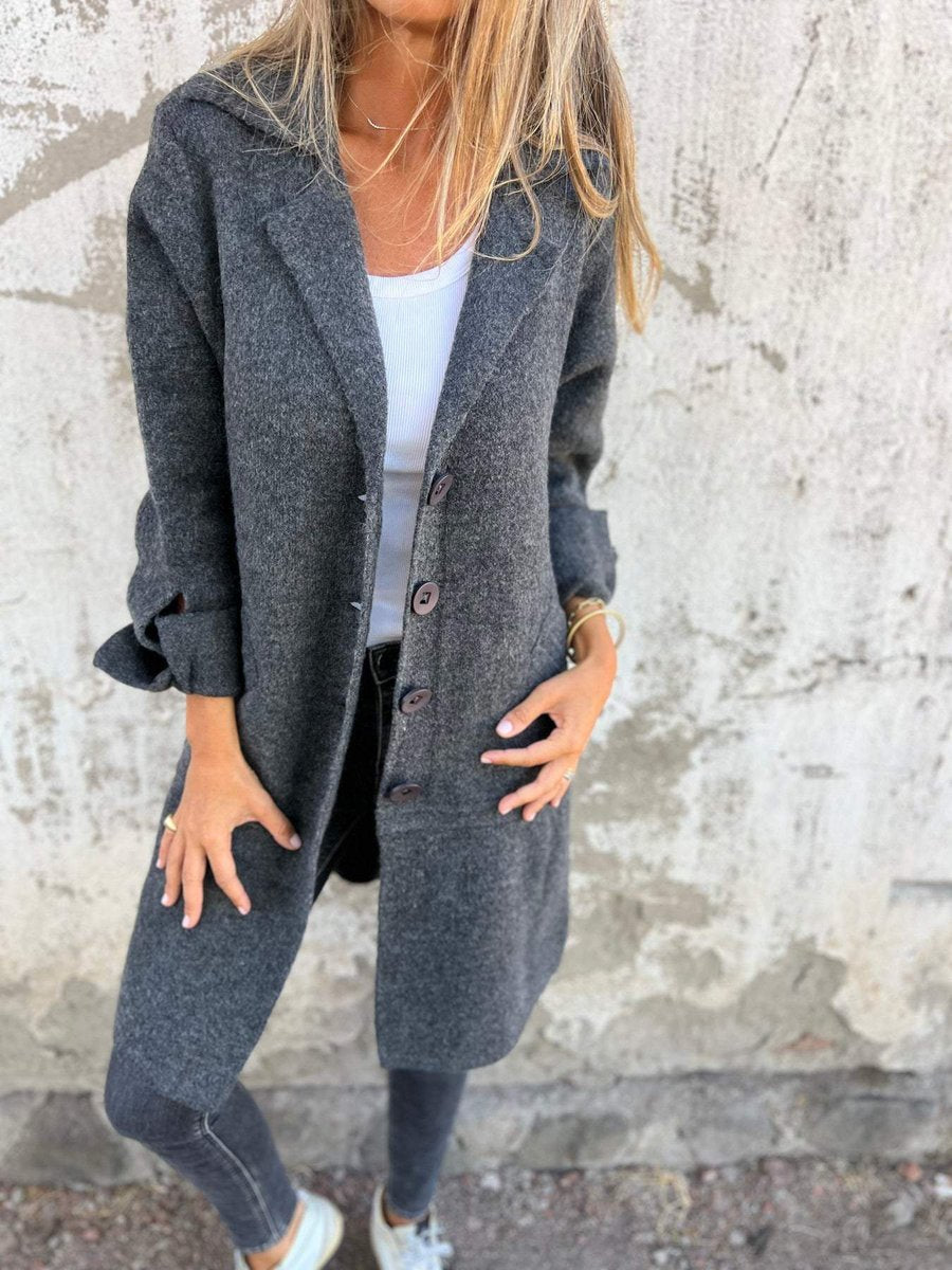Roos | Dames Oversized Longline Women Coat Geknoopt Revers
