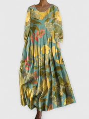 Sara | Dames Oversized Midi-jurk met Zeeschildpaddenprint