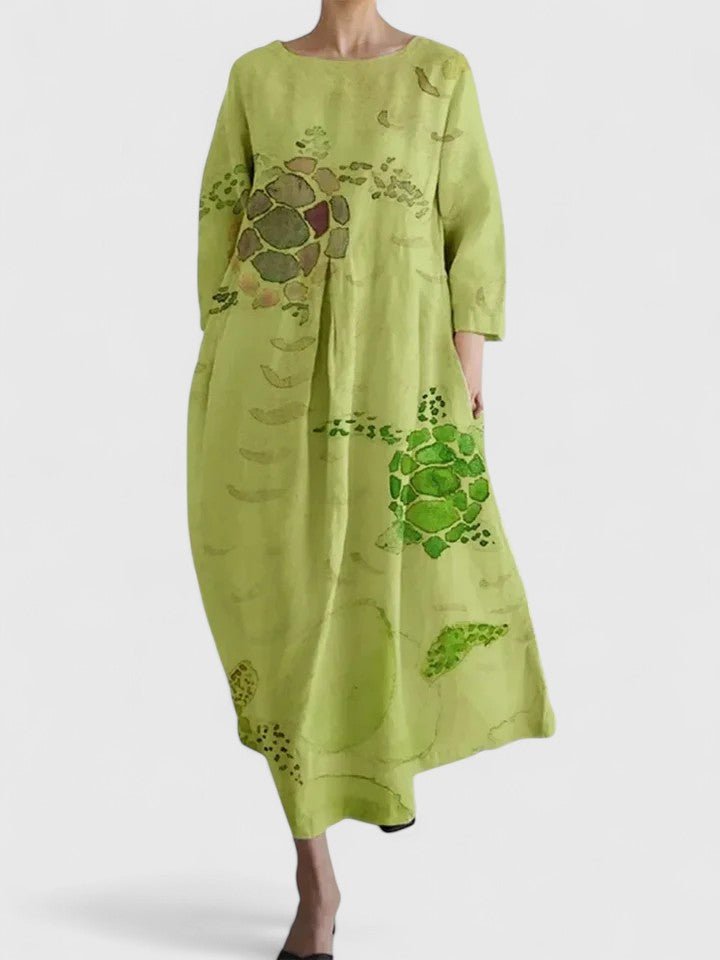 Sara | Dames Oversized Midi-jurk met Zeeschildpaddenprint