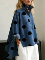 Eva | Dames Oversized Polka Dot Lange Mouwen Blouse
