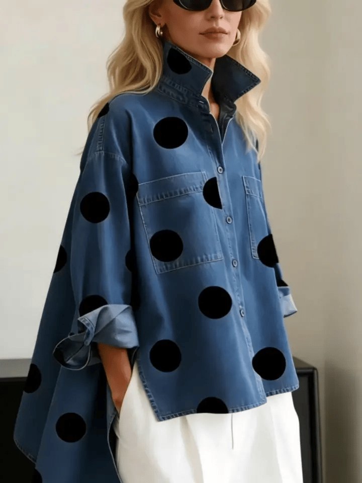 Eva | Dames Oversized Polka Dot Lange Mouwen Blouse