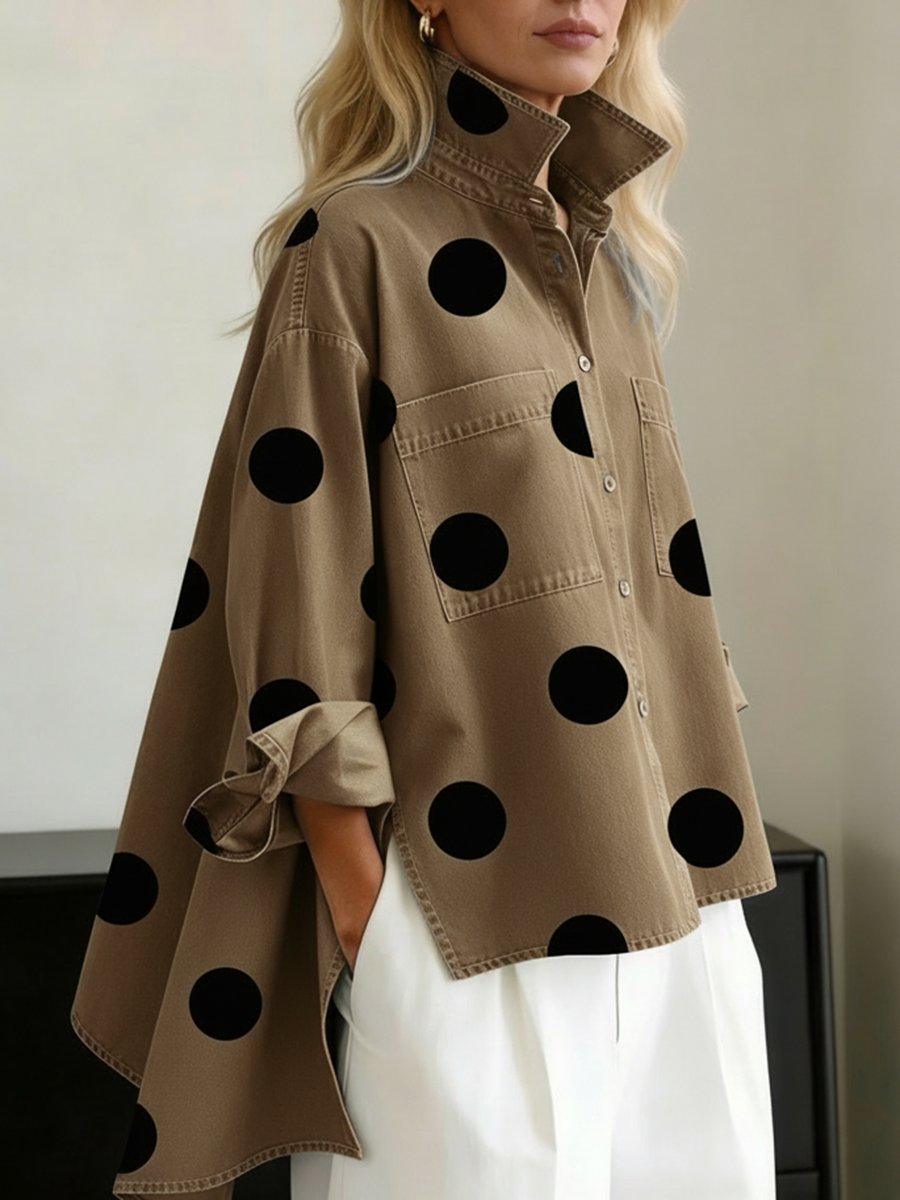 Eva | Dames Oversized Polka Dot Lange Mouwen Blouse