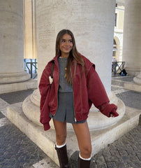 Sanne | Dames Oversized Quilted Jacket Women Bomberjack Rood