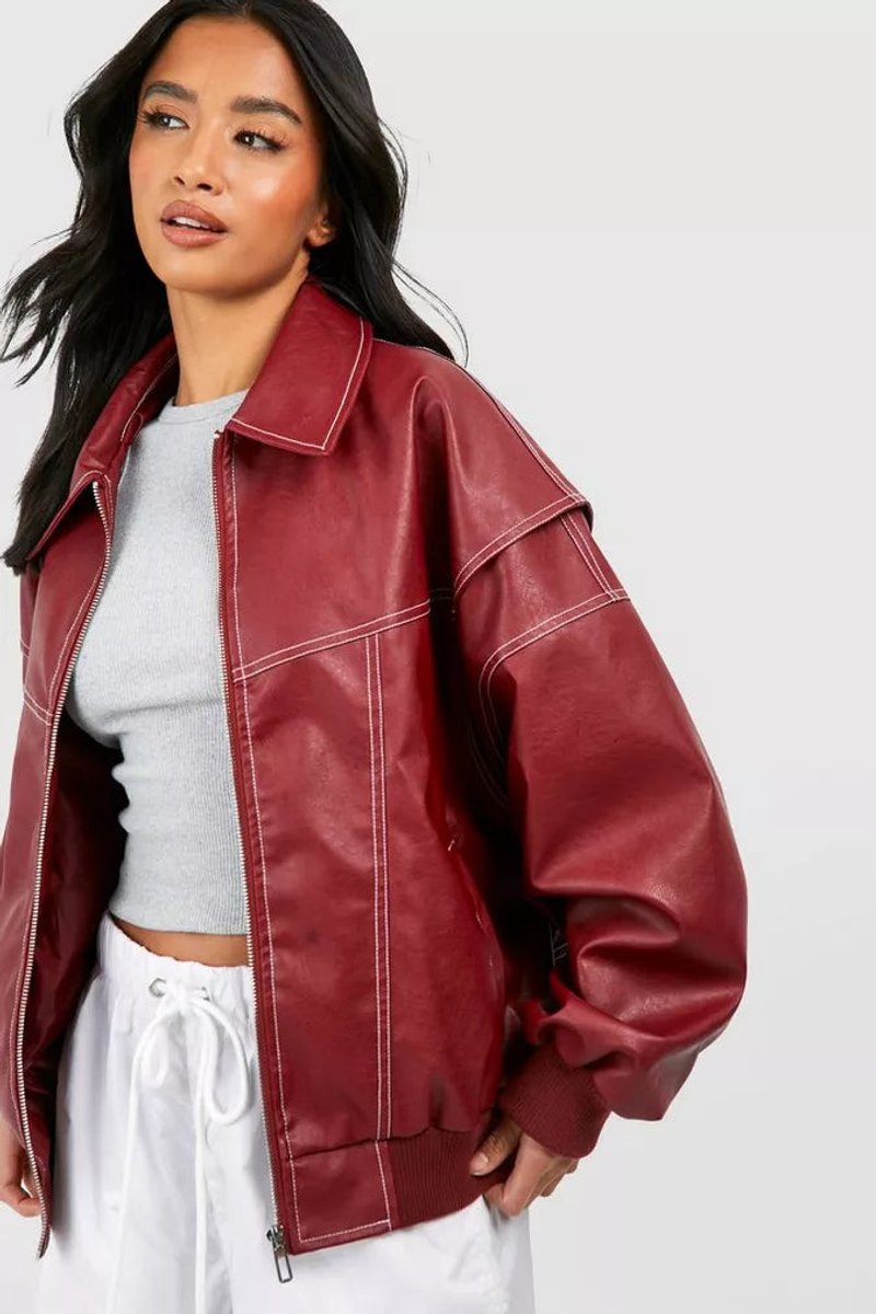 Sanne | Dames Oversized Quilted Jacket Women Bomberjack Rood