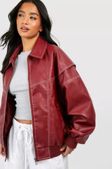 Sanne | Dames Oversized Quilted Jacket Women Bomberjack Rood