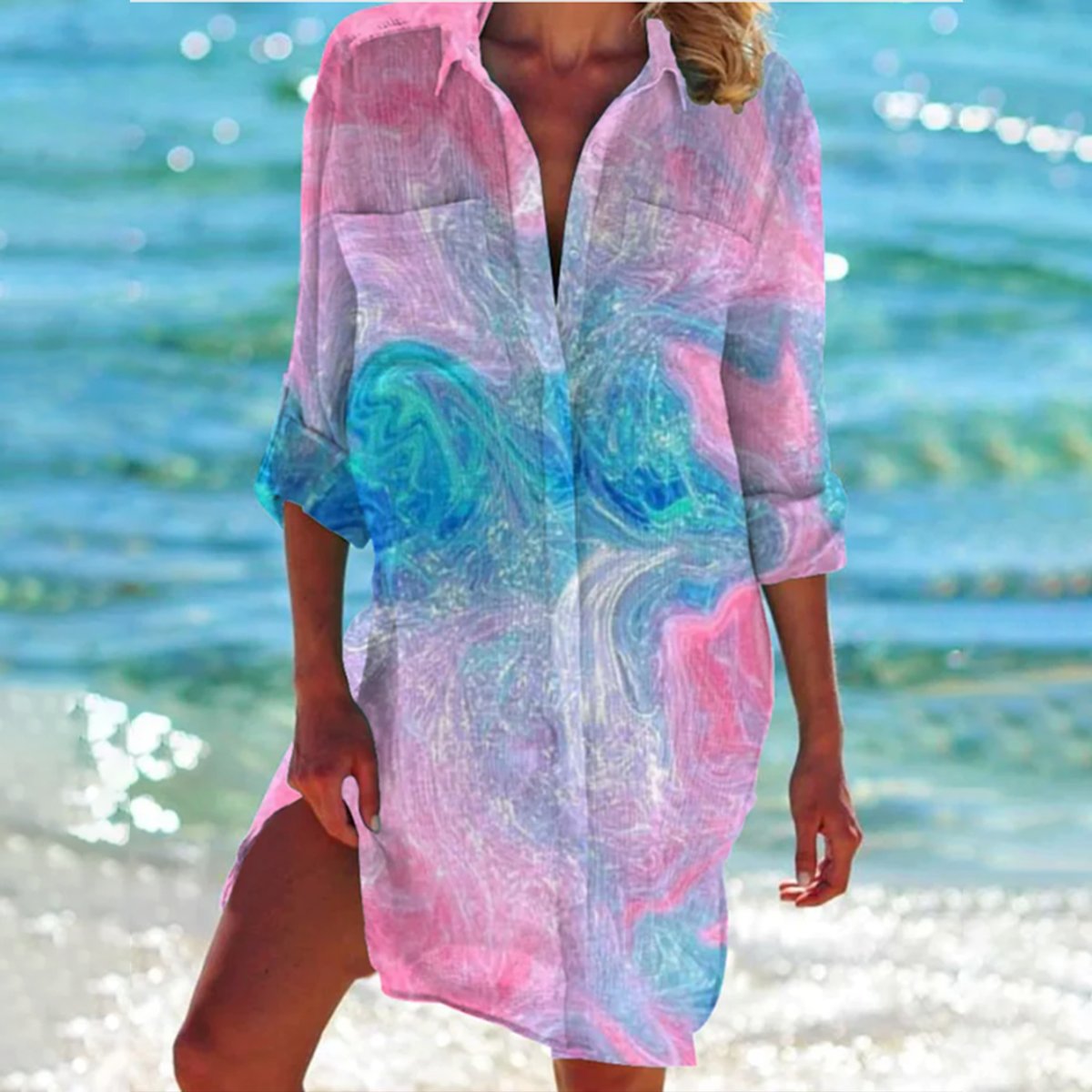 Eva | Dames Oversized Tie-Dye Zomerse Hemdblousejurk