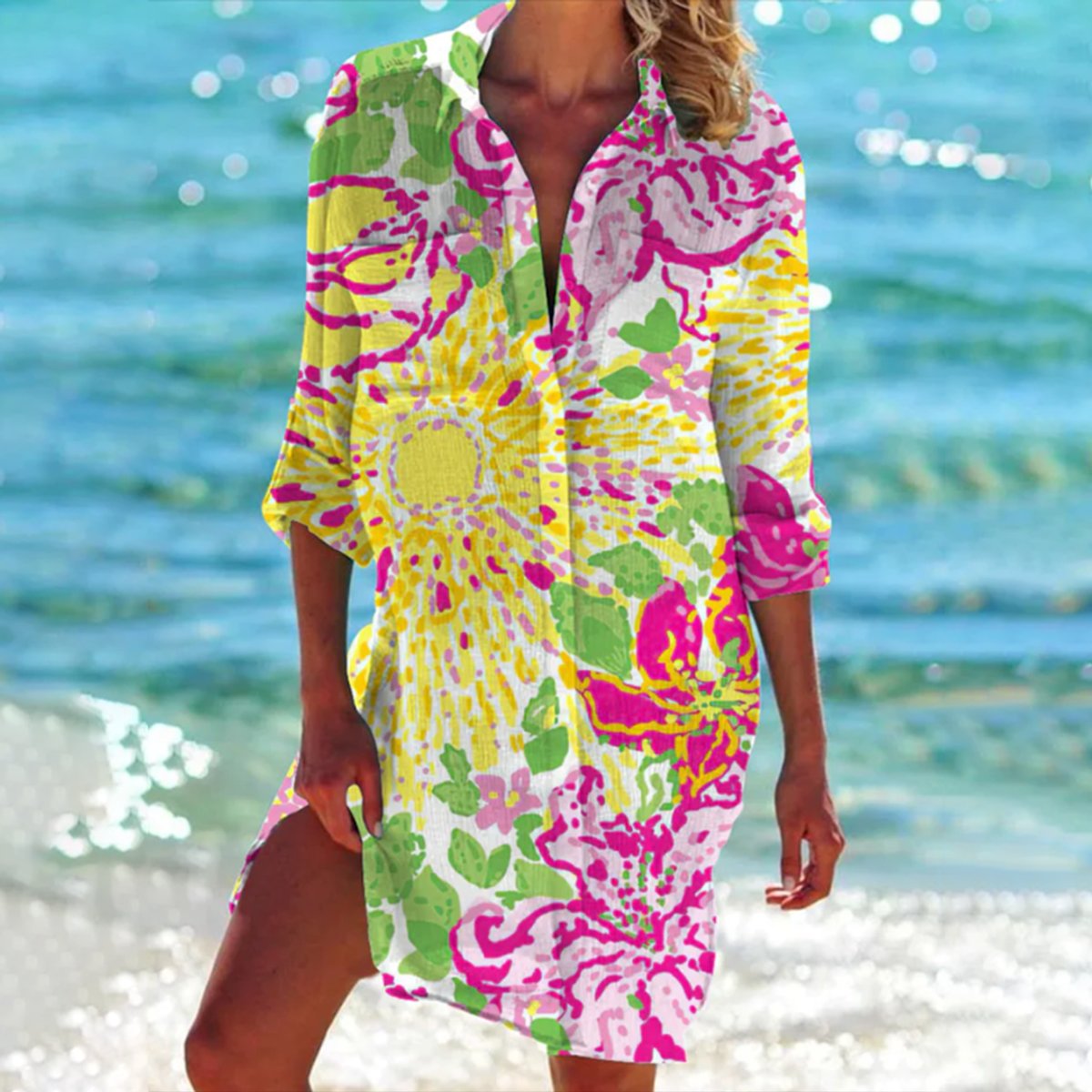 Eva | Dames Oversized Tie-Dye Zomerse Hemdblousejurk