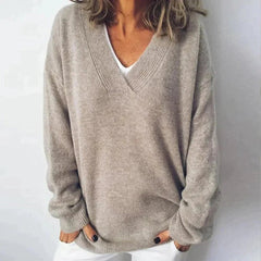 Yara | Dames Oversized V-hals Knit Sweater Zachte Gebreide Trui