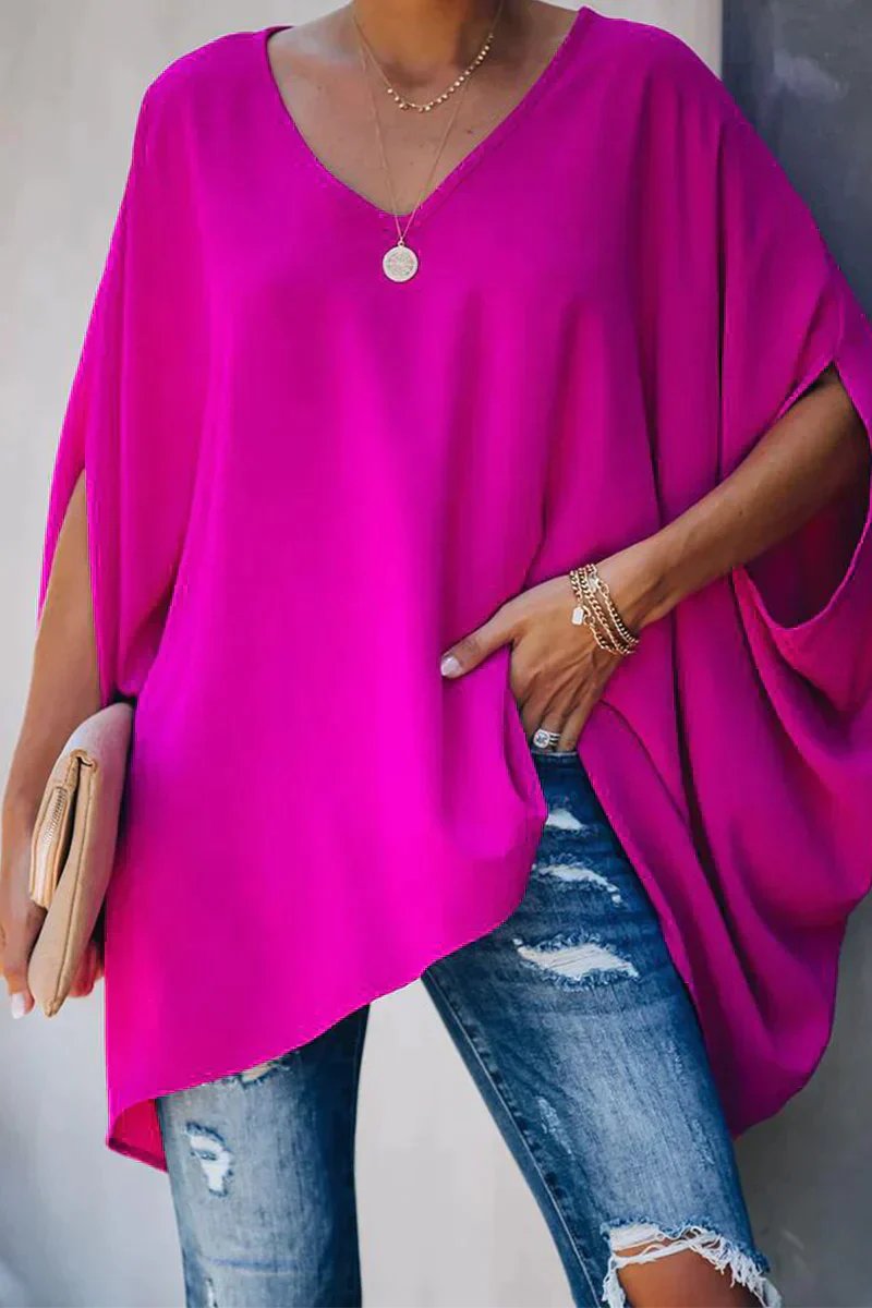 Nina | Dames Oversized V-hals Vleermouwen Tunic