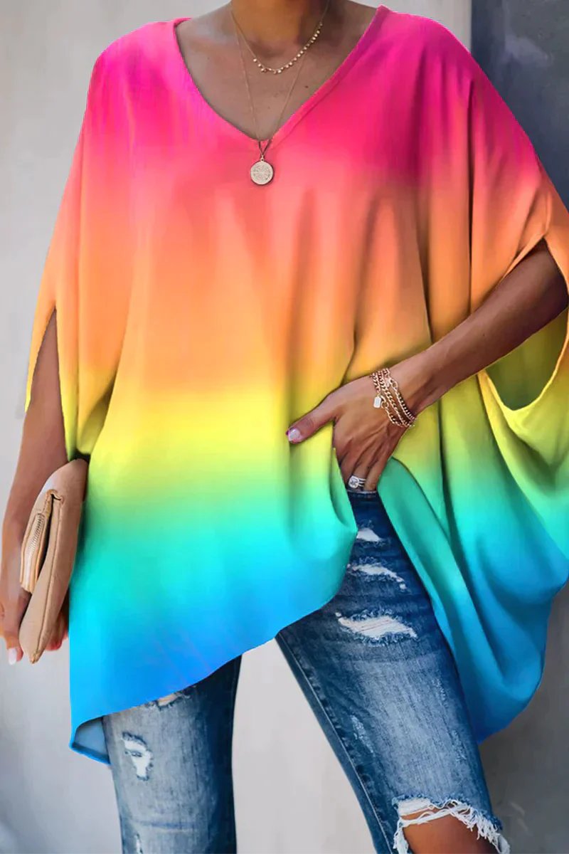 Nina | Dames Oversized V-hals Vleermouwen Tunic