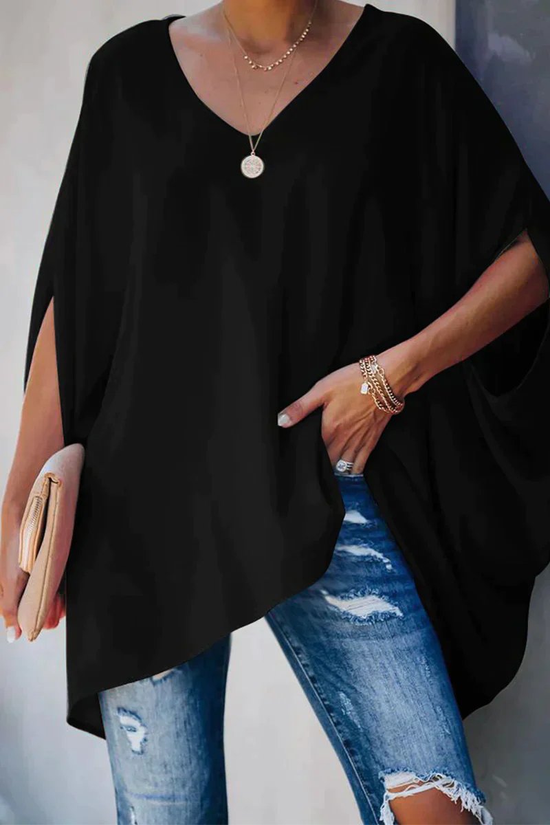 Nina | Dames Oversized V-hals Vleermouwen Tunic
