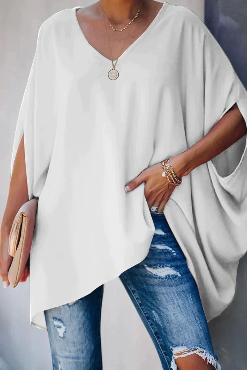 Nina | Dames Oversized V-hals Vleermouwen Tunic