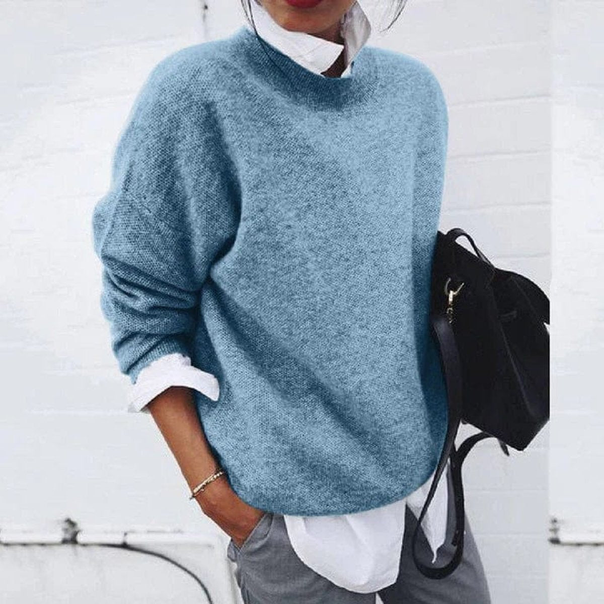 Emma | Dames Oversized Zachte Knit Sweater Ronde Hals Wintertrui