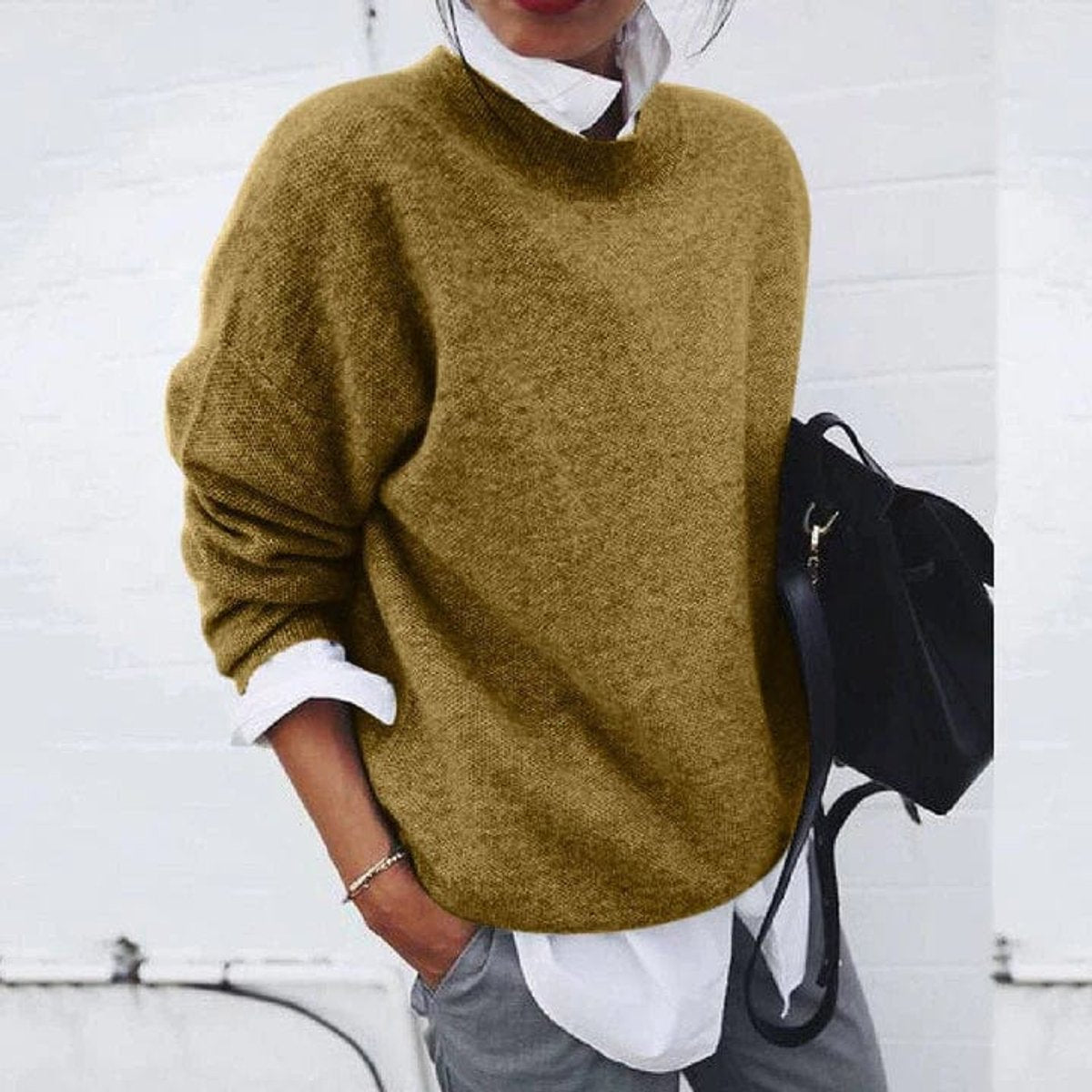Emma | Dames Oversized Zachte Knit Sweater Ronde Hals Wintertrui