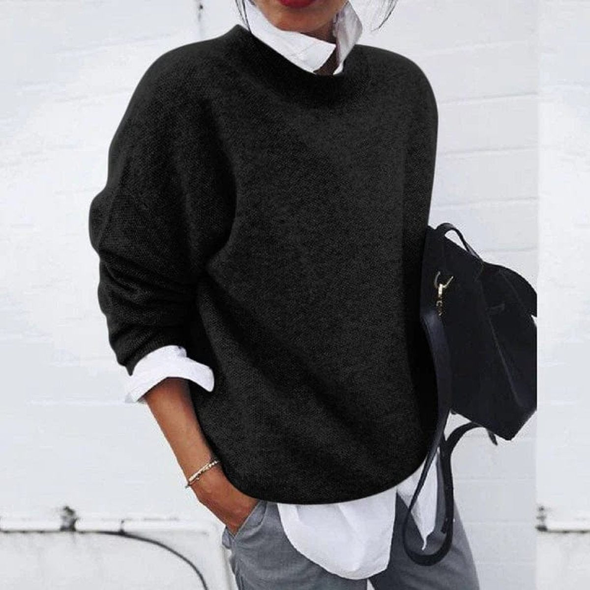 Emma | Dames Oversized Zachte Knit Sweater Ronde Hals Wintertrui