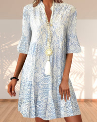 Sophie | Dames Paisley Print V-Hals Driekwart Mouw Jurk