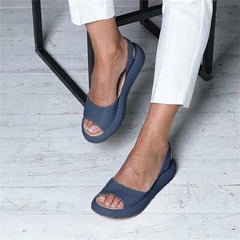 Sanne | Dames Peep Toe Slingback Comfortable Sandals Gecusht Plat Zool