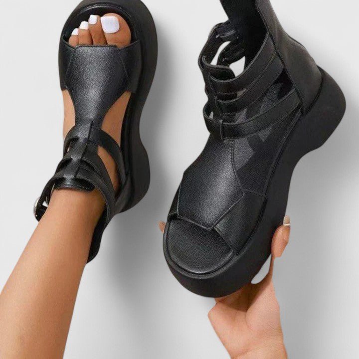Lisa | Dames Plateau Sandalen Gekruiste Riemen Gespsluiting