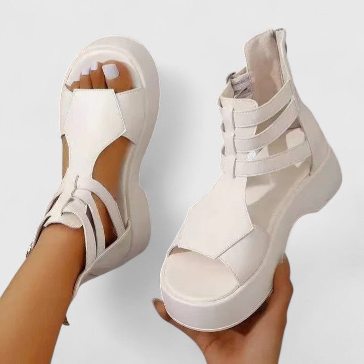 Lisa | Dames Plateau Sandalen Gekruiste Riemen Gespsluiting