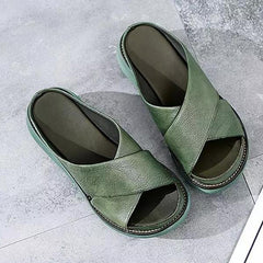 Julia | Dames Platte Gekruiste Bandjes Comfort Sandalen