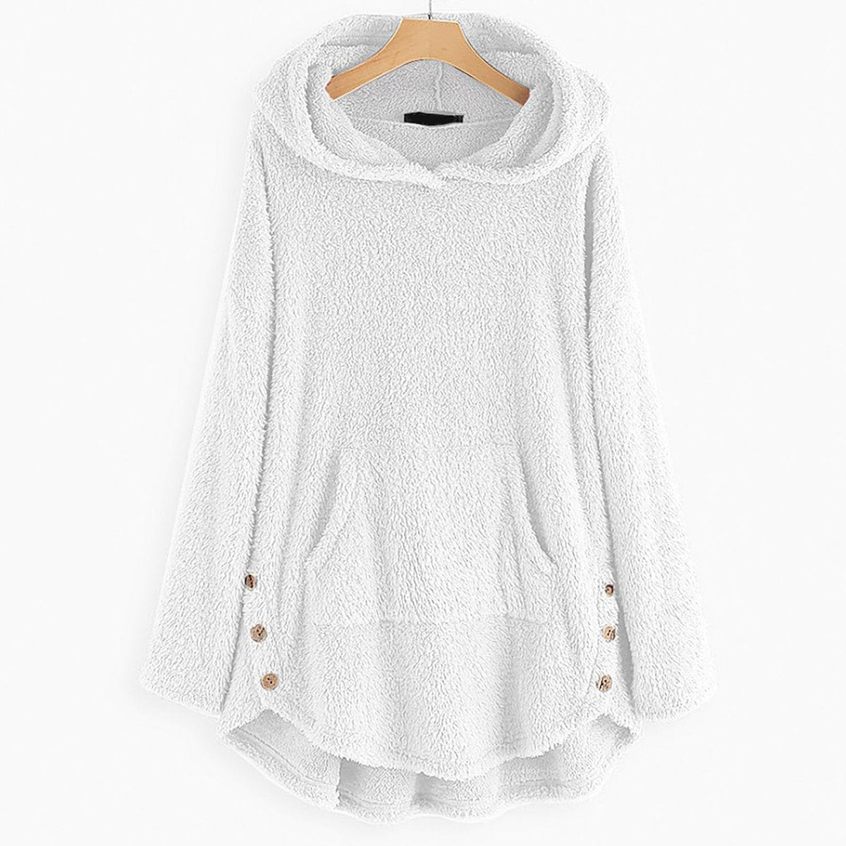 Roos | Dames Pluche Oversized Hoodie Sweater Rits Capuchon Katprint