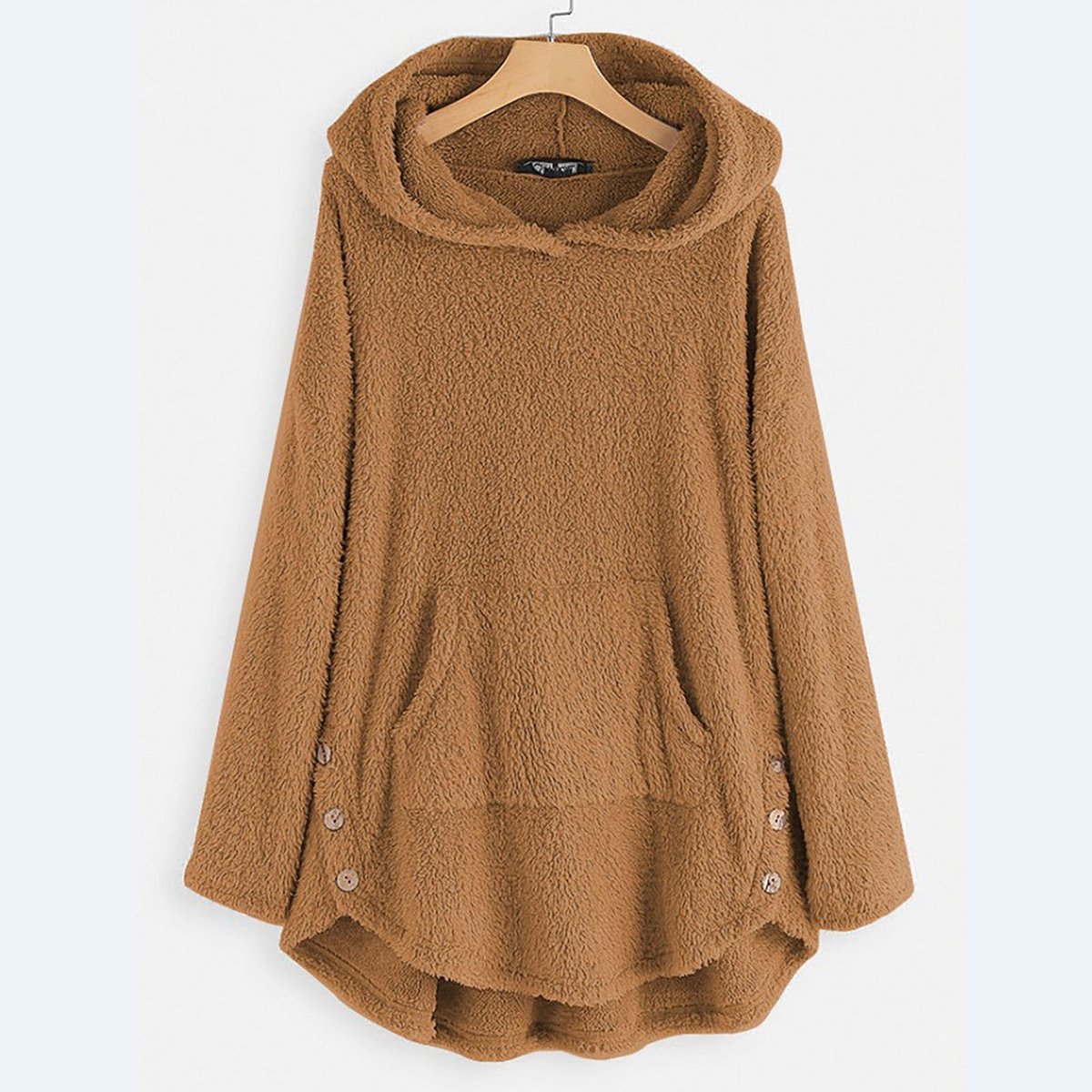 Roos | Dames Pluche Oversized Hoodie Sweater Rits Capuchon Katprint
