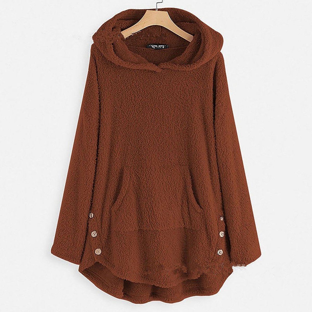Roos | Dames Pluche Oversized Hoodie Sweater Rits Capuchon Katprint
