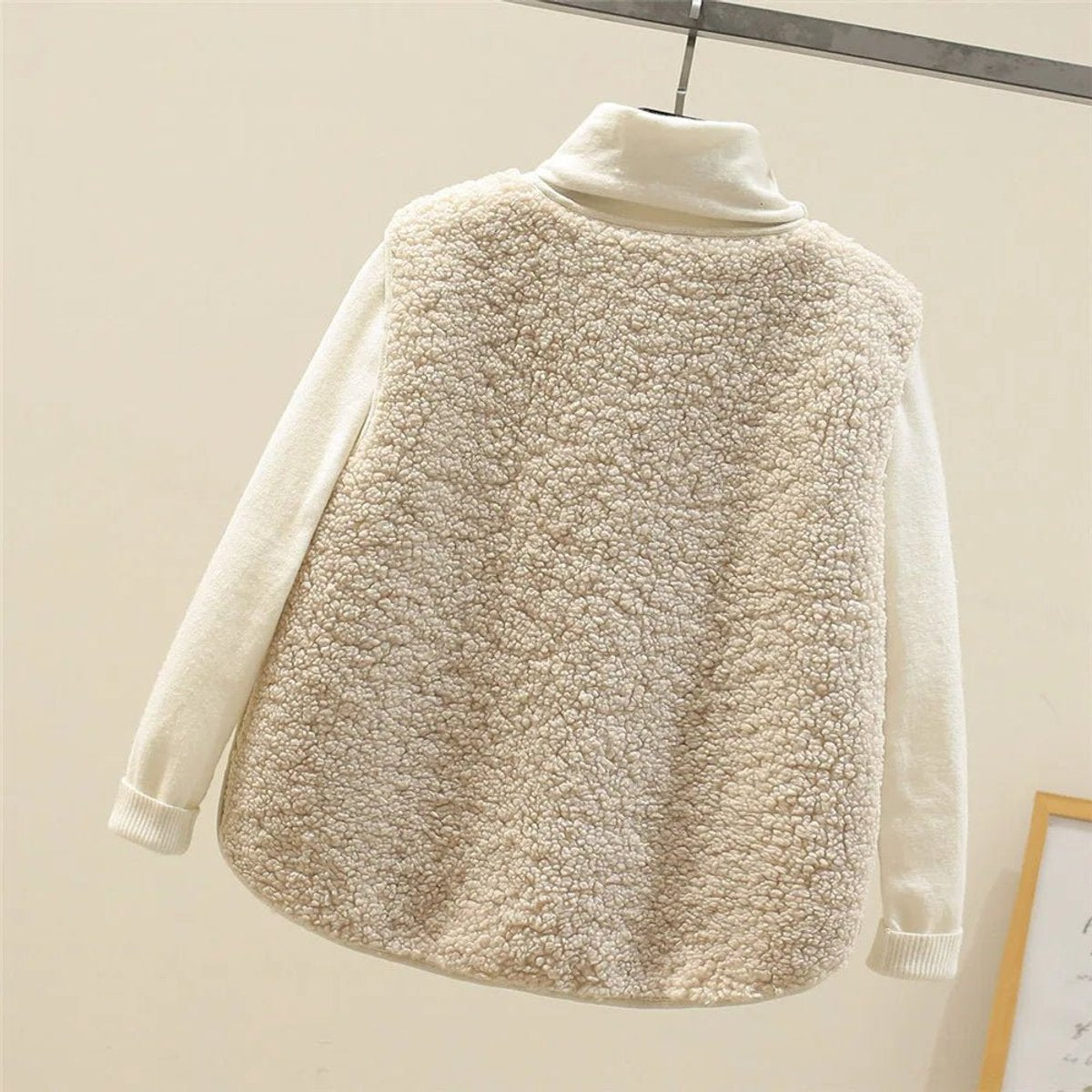Julia | Dames Puffer Vest Teddy Fleece Mouwloos Geknopt Bodywarmer