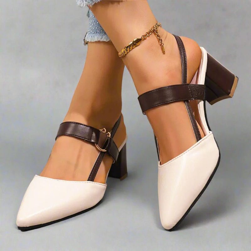 Lotte | Dames Puntige Teen T-band Blokhakken