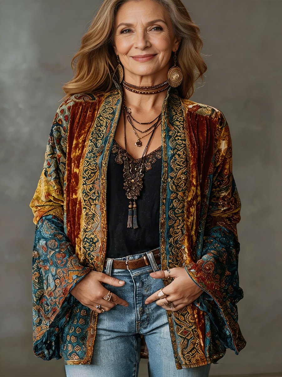 Elin | Dames Quilted Jacket Boho Kimono Vest Wijd Luchtig
