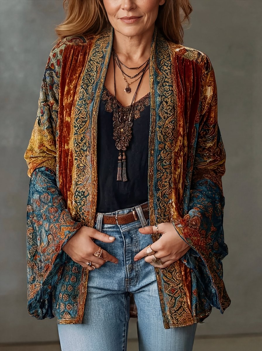 Elin | Dames Quilted Jacket Boho Kimono Vest Wijd Luchtig