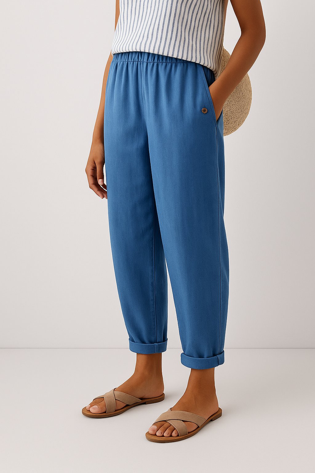 Sanne | Dames Rechte-Pijp Lichte Broek met Zijzakken