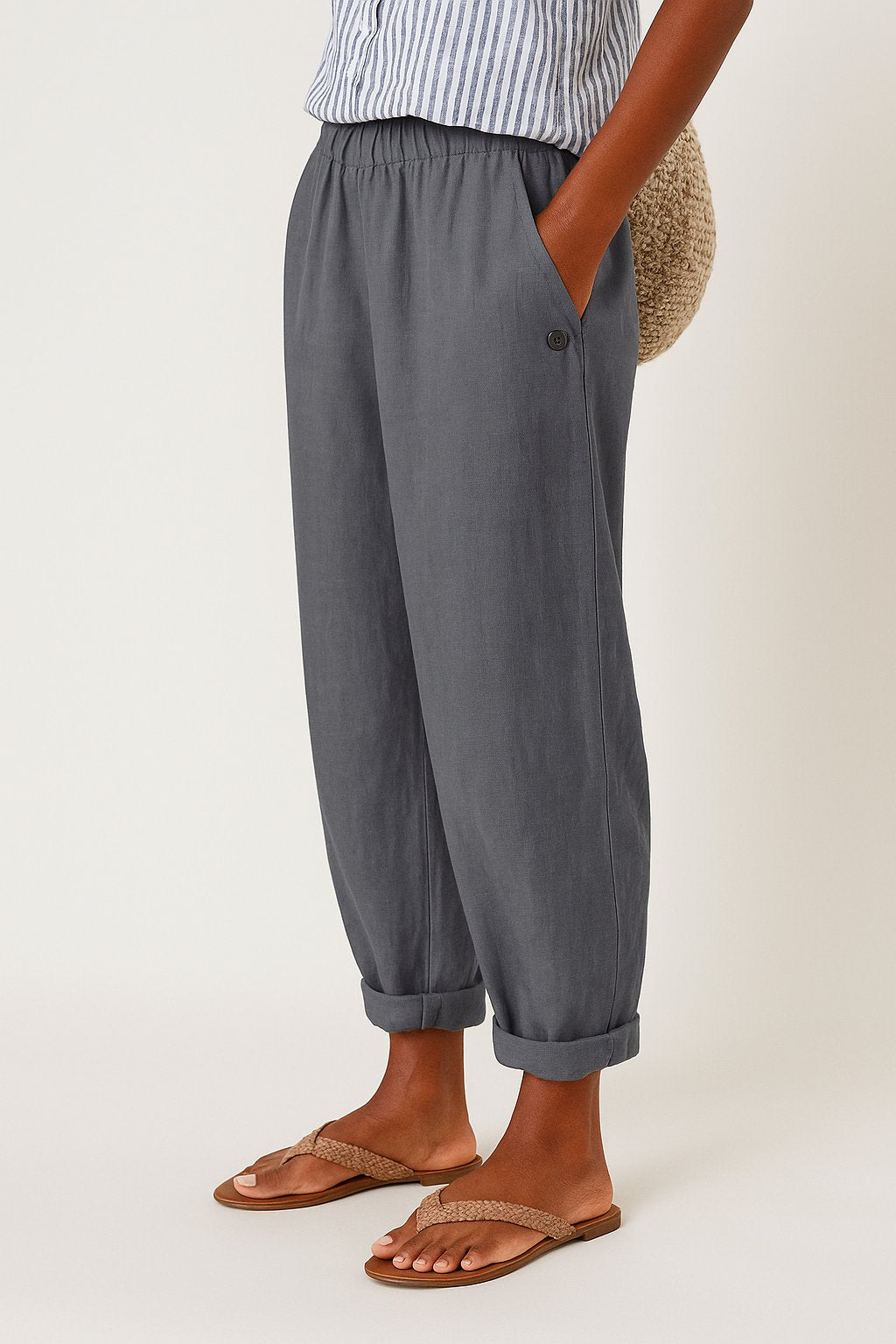 Sanne | Dames Rechte-Pijp Lichte Broek met Zijzakken