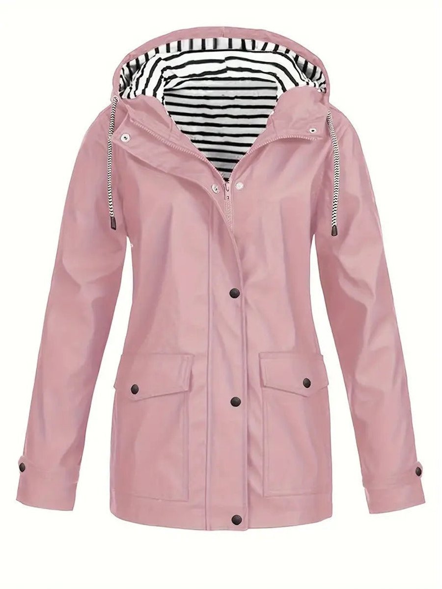 Tessa | Dames Regenjas Gestreept Gevoerd Hooded Polyester Women Coat