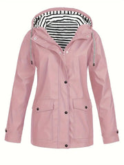 Tessa | Dames Regenjas Gestreept Gevoerd Hooded Polyester Women Coat