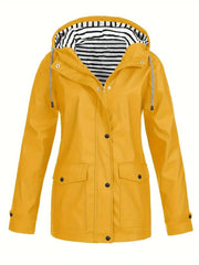 Tessa | Dames Regenjas Gestreept Gevoerd Hooded Polyester Women Coat