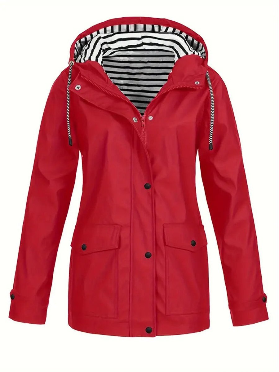 Tessa | Dames Regenjas Gestreept Gevoerd Hooded Polyester Women Coat
