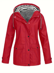 Tessa | Dames Regenjas Gestreept Gevoerd Hooded Polyester Women Coat