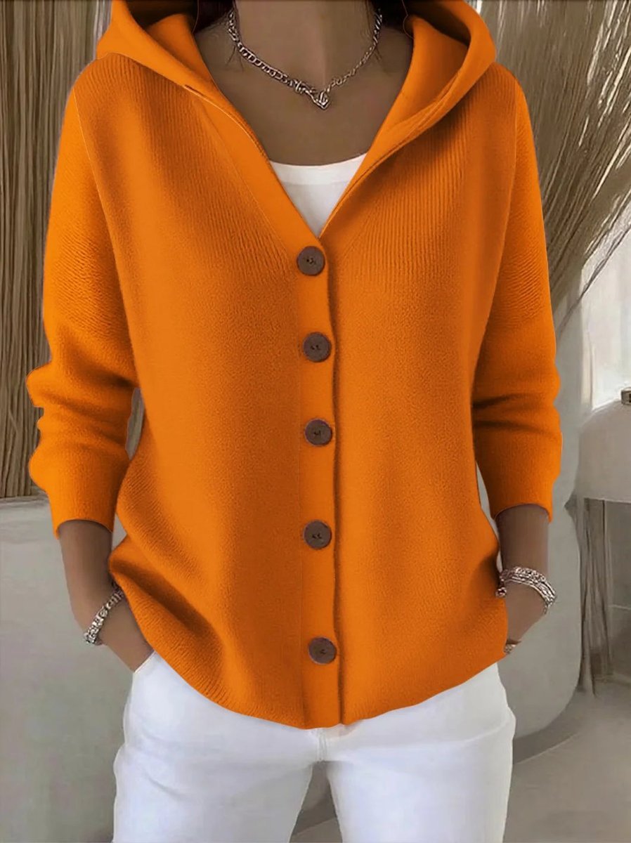 Sophie | Dames Relaxed-Fit Gebreide Cardigan Met Capuchon Knoopsluiting