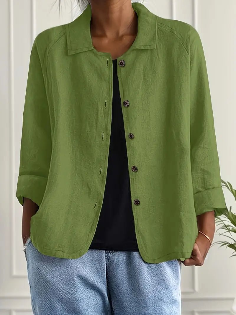 Nina | Dames Relaxed-Fit Gekraagde Knoopsluiting Blazer met Lange Mouwen