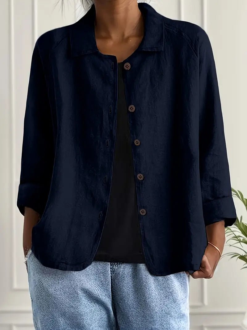 Nina | Dames Relaxed-Fit Gekraagde Knoopsluiting Blazer met Lange Mouwen