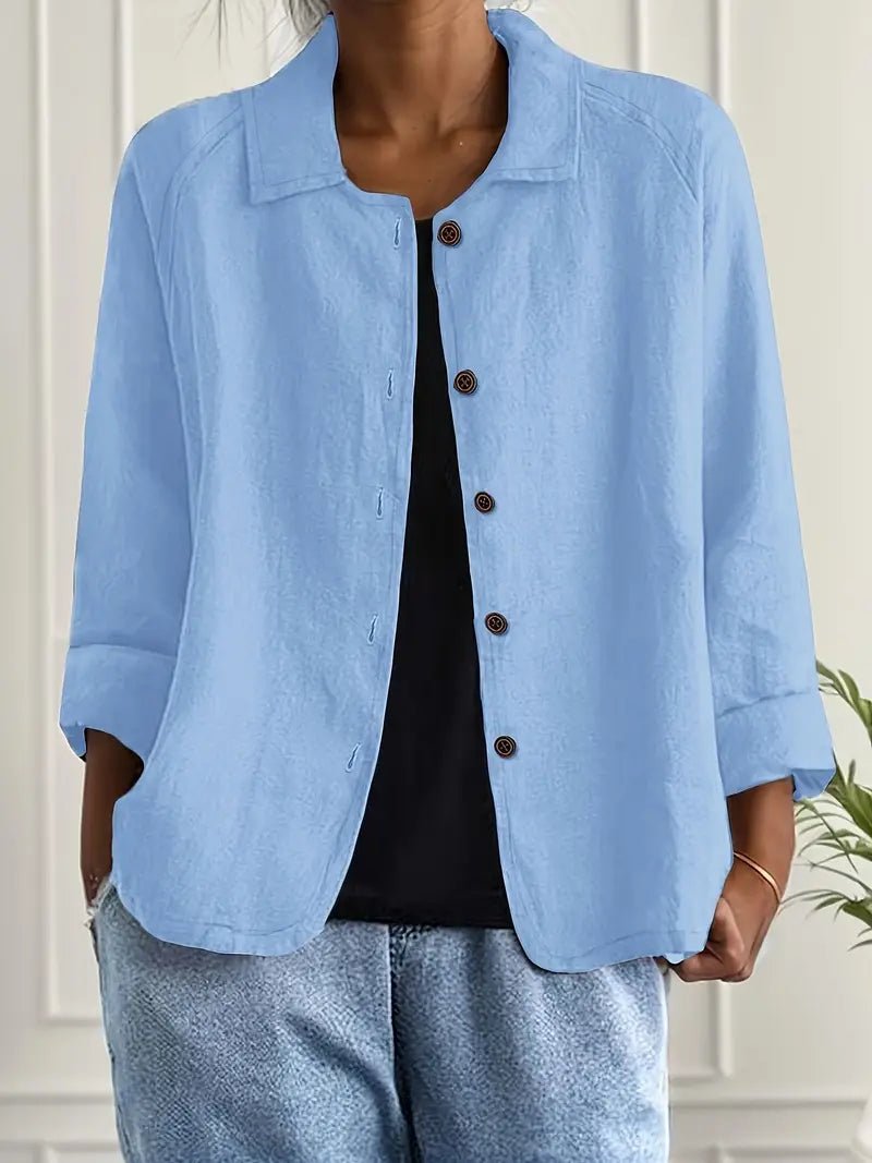 Nina | Dames Relaxed-Fit Gekraagde Knoopsluiting Blazer met Lange Mouwen