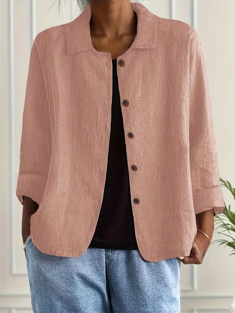 Nina | Dames Relaxed-Fit Gekraagde Knoopsluiting Blazer met Lange Mouwen
