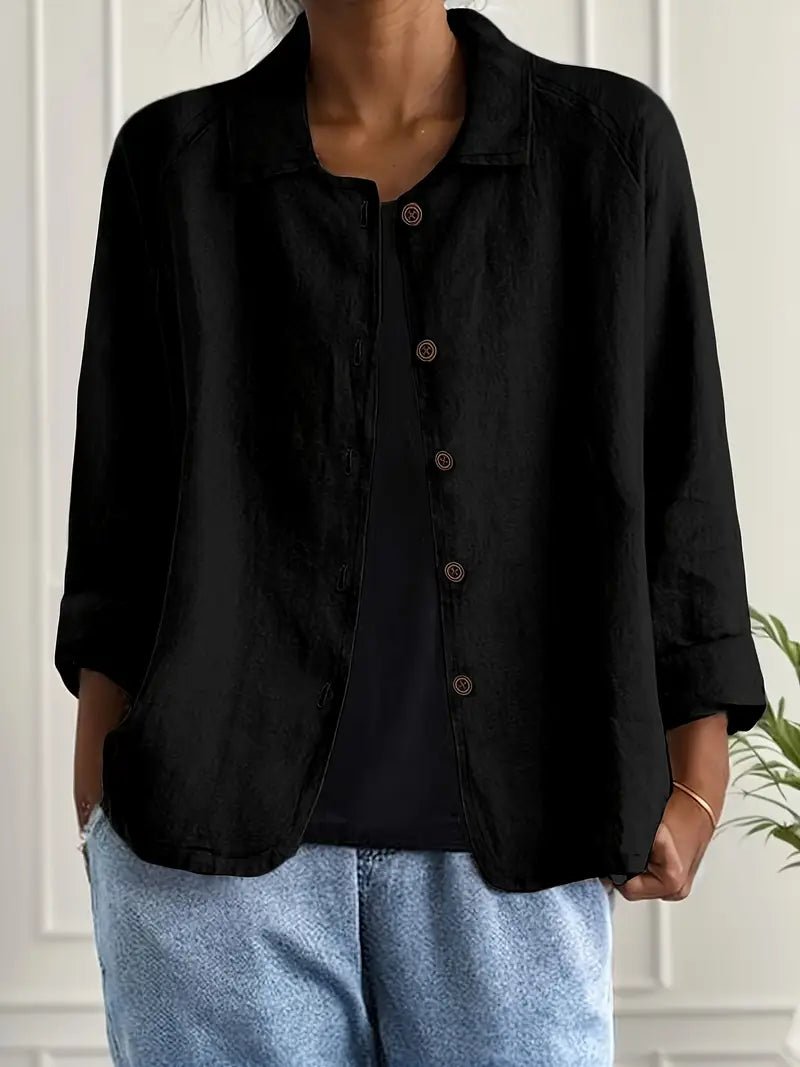 Nina | Dames Relaxed-Fit Gekraagde Knoopsluiting Blazer met Lange Mouwen