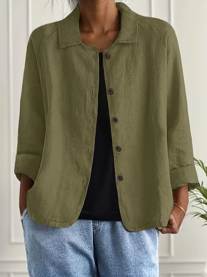 Nina | Dames Relaxed-Fit Gekraagde Knoopsluiting Blazer met Lange Mouwen