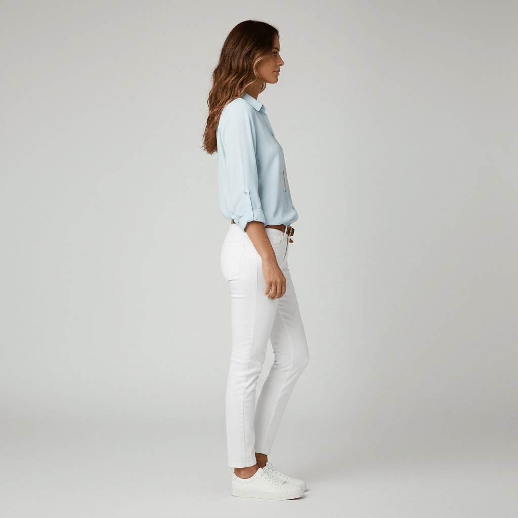 Elin | Dames Relaxed-Fit Lange Mouw Blouse Overhemdkraag Knoopsluiting